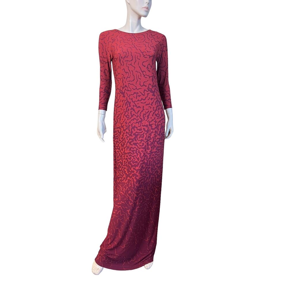 Tibi Stretchy Jersey Long Sleeves Maxi Dress  Size S Zipper Back Closure